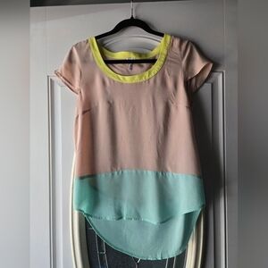 Splendid Colorblock Tan and Mint Blouse -Small